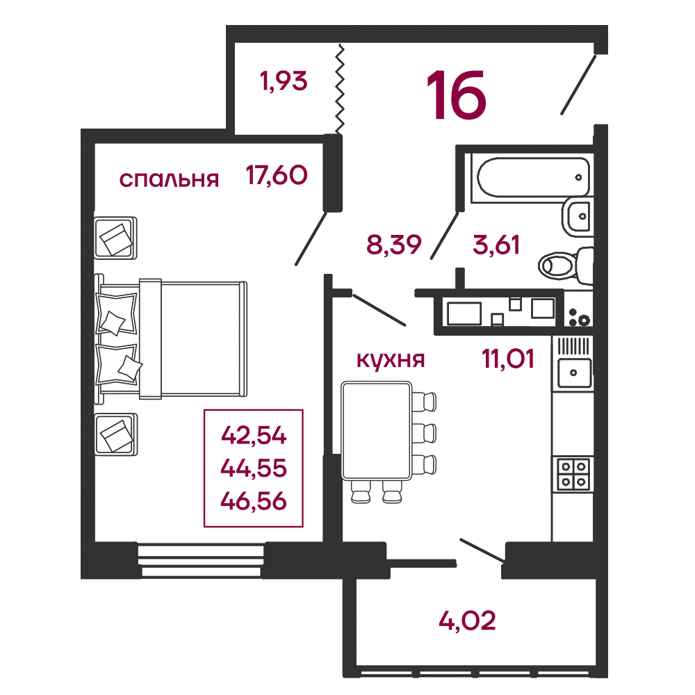 Купить 1-комн. квартира, тип 1Б в Пензе | 1-комн. квартира, тип 1Бв Пензе в  СИТИ-КВАРТАЛ на Измайлова